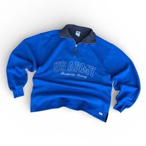 Vintage Soffe US Army Baumholder Germany Quarter Zip Sweatshirt Mens Medium Blue